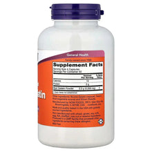 NOW Foods hydrolyzed beef gelatin supplement bottle, Supplement Facts back label