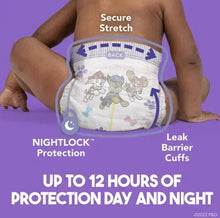 White diaper with Paw Patrol characters, secure stretch and leak barrier cuffs