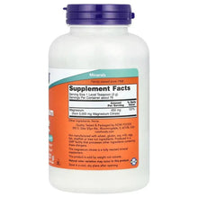Magnesium citrate pure powder bottle, back label with Supplement Facts panel