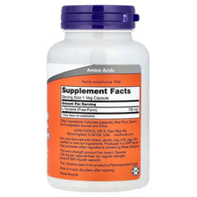 L-Tyrosine supplement bottle back label with Supplement Facts