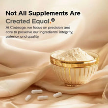 Liposomal vitamin C supplement concept with gold bowl of white powder and capsules