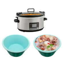 Silicone slow cooker liners set, light blue and teal bowl-shaped inserts