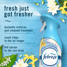 Air freshener spray bottle with blue cap, Air Mist can, floral-style graphics