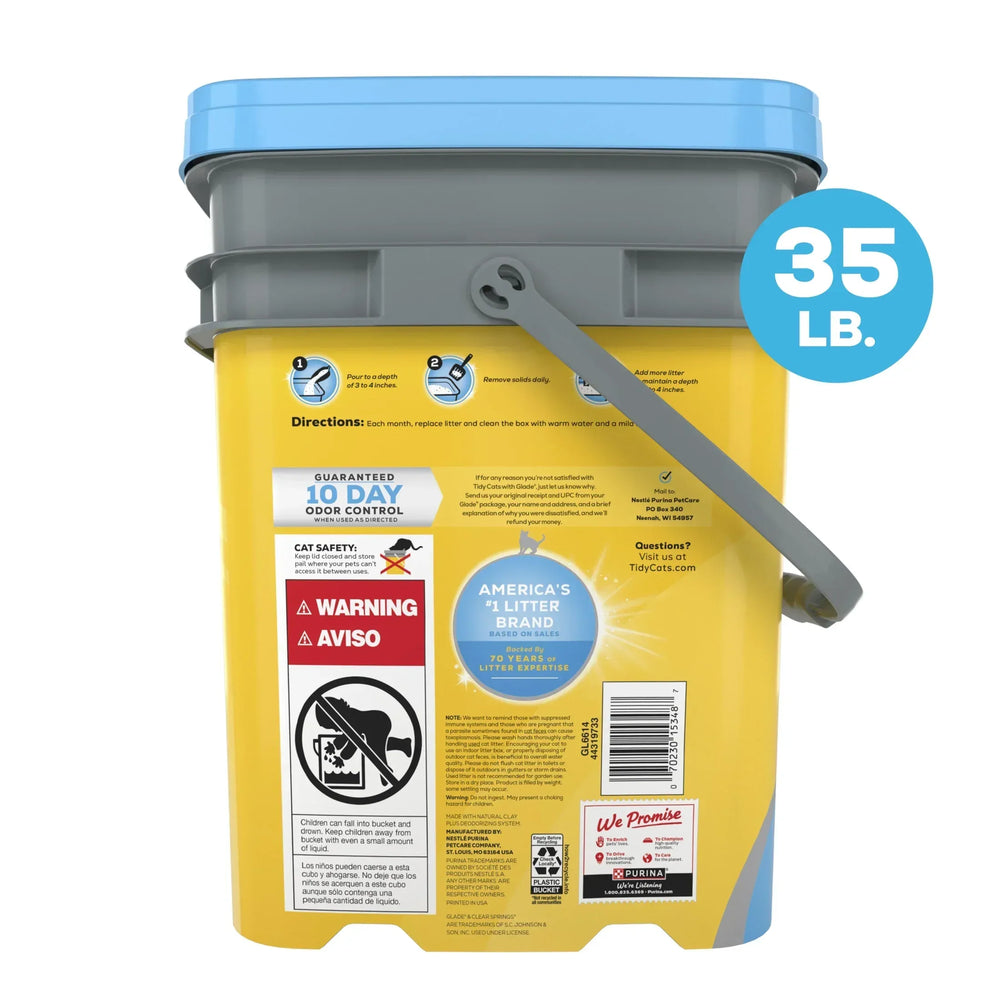 Purina Tidy Cats Clumping Cat Litter, Glade Clear Springs Deodorizing, Low Dust, 35 lb. Pail - USA MEGA SHOP