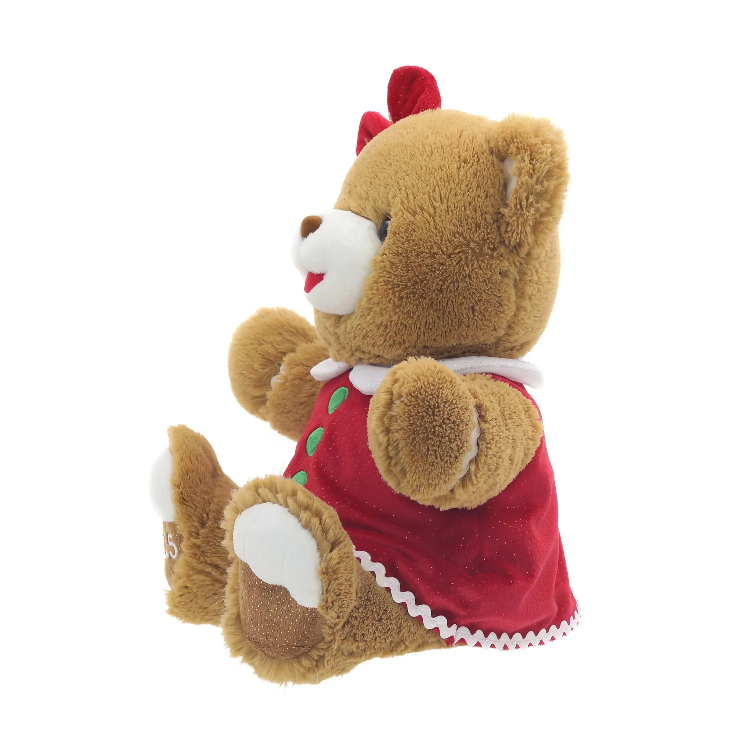 Gingerbread Girl 2025 Teddy Bear Christmas Plush, Brown, 15", by Holiday Time - USA MEGA SHOP