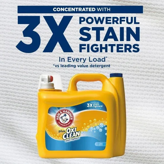 Plus OxiClean Stain Fighters Liquid Laundry Detergent, Fresh Scent, 128 Loads - USA MEGA SHOP