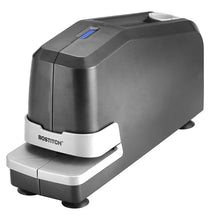 Bostitch electric stapler in black with front label and flat base