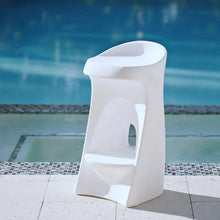 Vero in-pool stool, white plastic with contoured back and two side cutouts