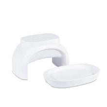 White side table base with separate serving tray, product angle