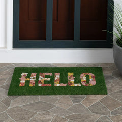 Mainstays Hello Flower Garden Outdoor Coir Doormat, 18"x30"