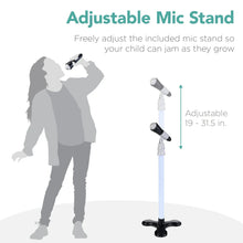 Adjustable microphone stand accessory for a kids flash guitar toy, black mic on pole