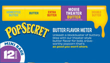 Pop Secret movie theater butter flavor meter section on mini bags package