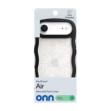 Wavy grip phone case for iPhone Air, black frame with sparkling glitter back and camera cutout