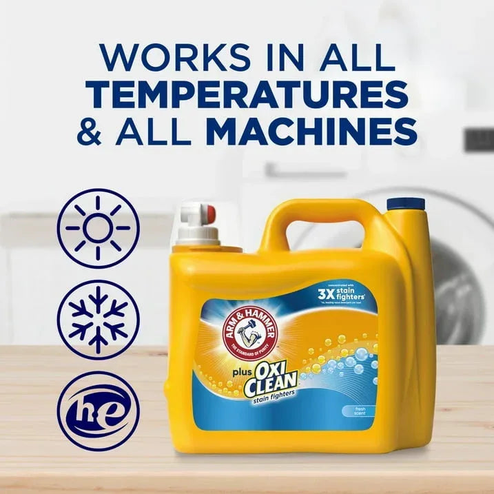 Plus OxiClean Stain Fighters Liquid Laundry Detergent, Fresh Scent, 128 Loads - USA MEGA SHOP