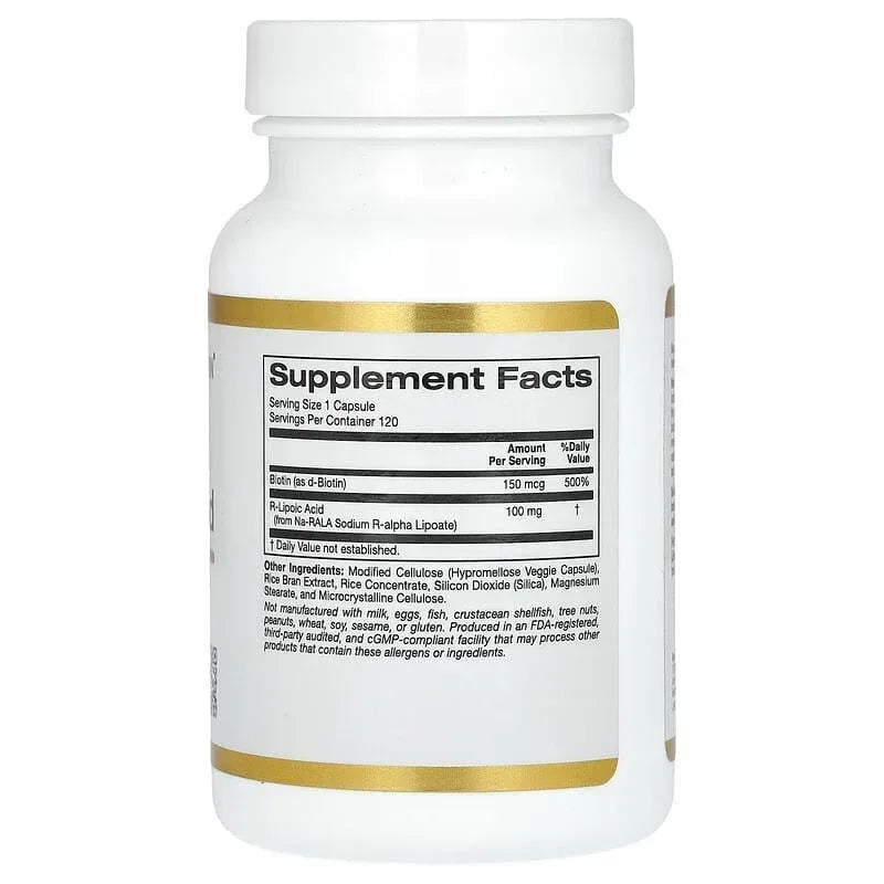 California Gold Nutrition, Stabilized R-Lipoic Acid with Biotin
