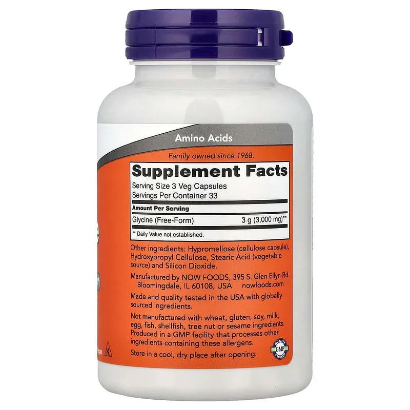 NOW Foods, Glycine (1,000 mg per Capsule) - USA MEGA SHOP