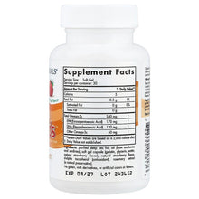 Daily Omega Kids soft gel bottle, Supplement Facts panel on back
