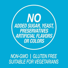 No added sugar, yeast, preservatives, artificial flavors or colors badge
