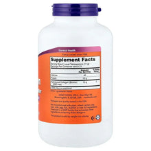 Collagen peptides powder bottle back label, white bottle with purple cap and Supplement Facts