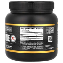 L-Glutamine supplement facts panel on bottle back with QR code