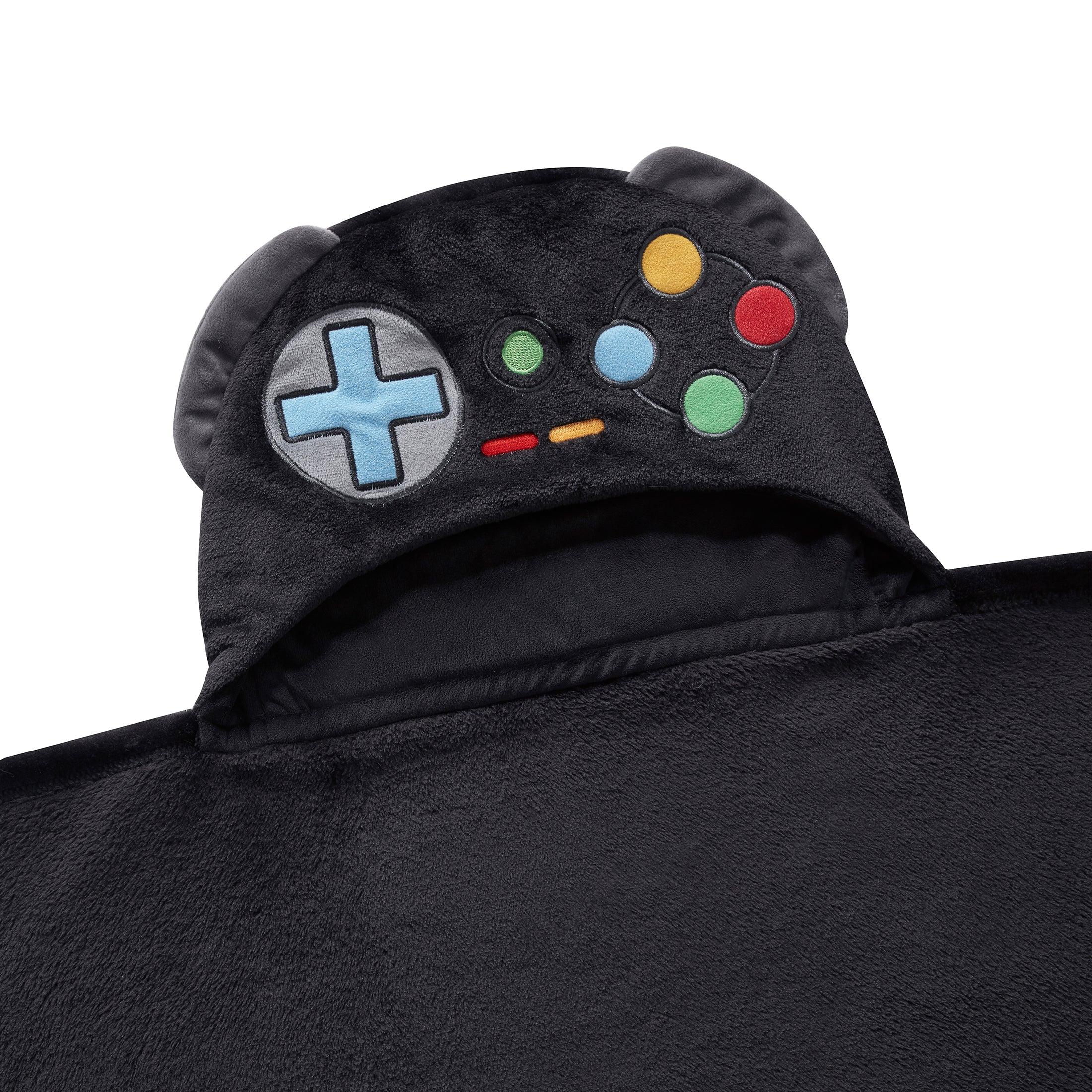 Your Zone Kids Black Gamer Glow in the Dark Hooded Throw, 40" x 50"