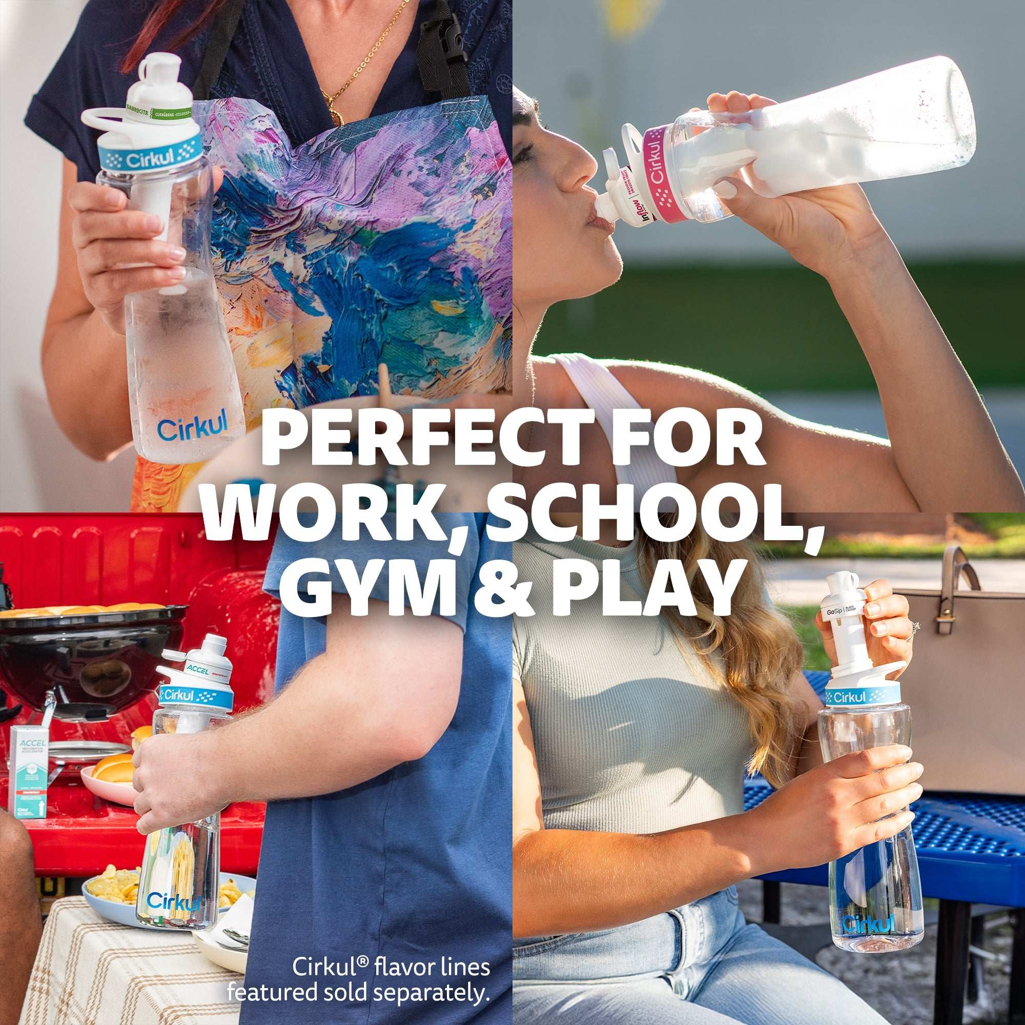 Cirkul 22 fl oz Plastic Bottle and Black Chill Sleeve Value Pack with 6 Flavor Cartridges