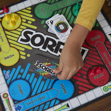 Sorry! board game mat with Start, Home, and pawn spaces under instruction cards