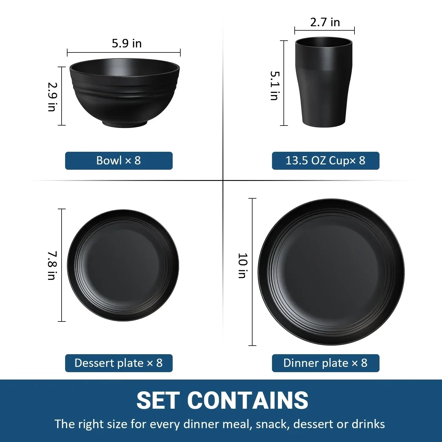 TINANA Wheat Straw Dinnerware Sets, Service for 8, 32 PCS Unbreakable Dinnerware,Microwave Dishwasher Safe - USA MEGA SHOP