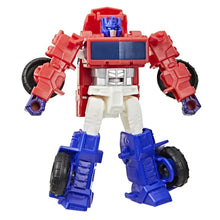 Optimus Prime action figure in robot mode, red armor, blue arms
