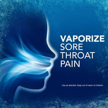 Sore throat pain relief vaporize graphic with side face silhouette