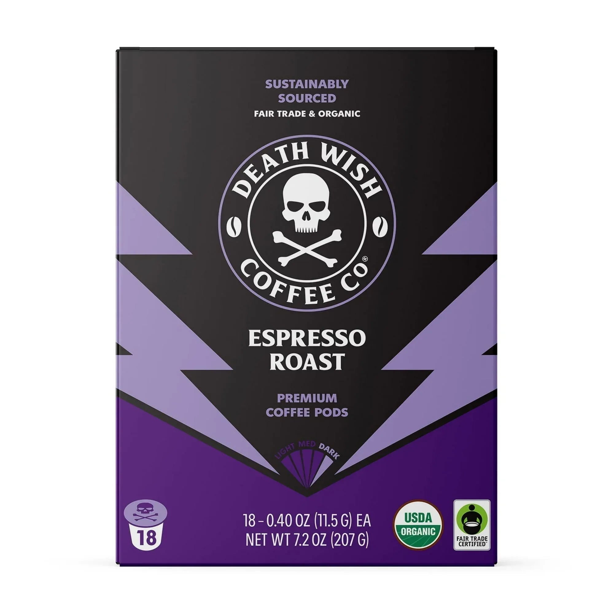 (4 pack) Death Wish Coffee, Organic and Fair Trade, Espresso Roast, Single-Serve Coffee Pods, 18 Count