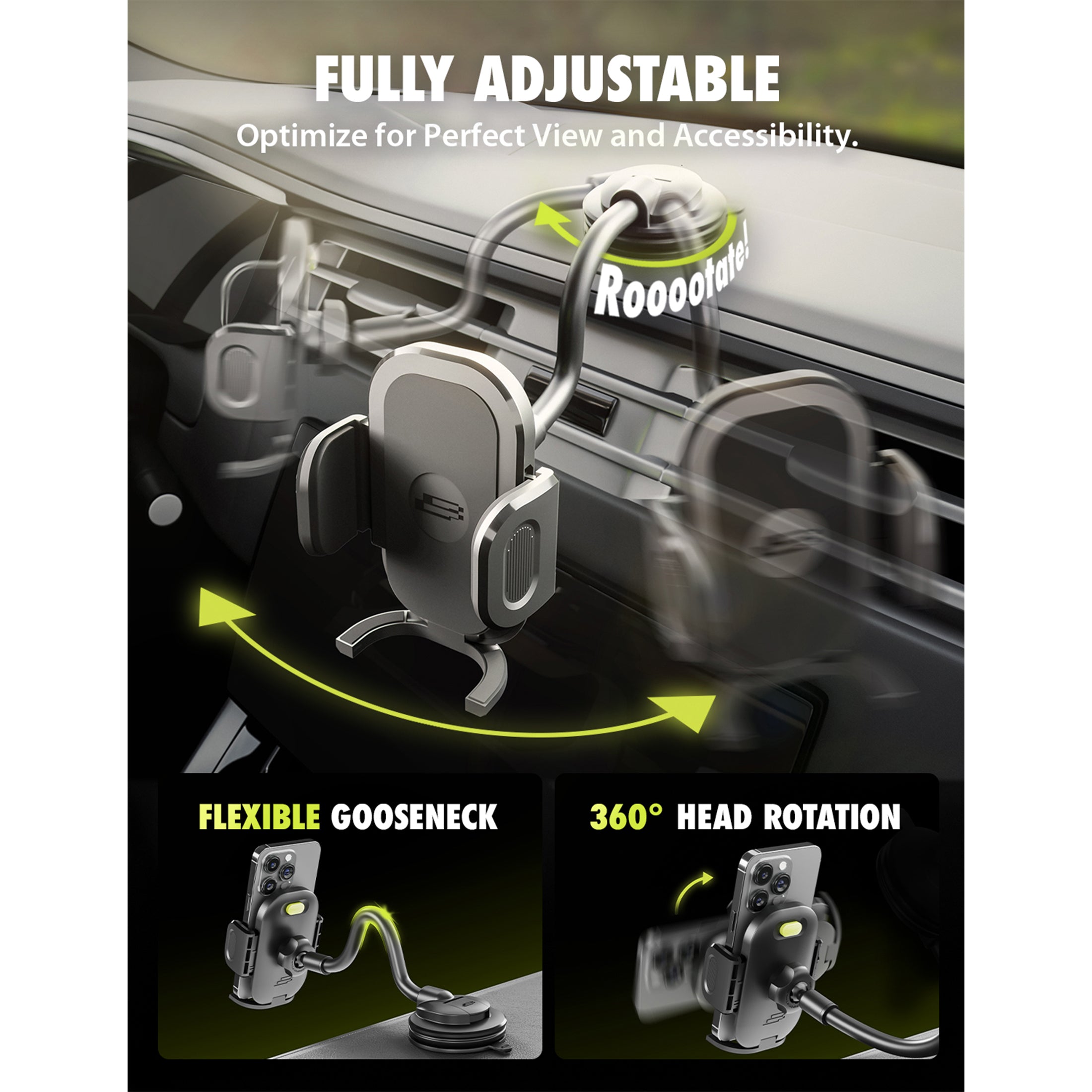 Bracketron TripGrip Flex Car Vent Phone Mount, Adjustable Cell Phone Mount Fits Most Phones