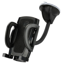 Black suction cup phone mount with adjustable cradle and grip arms