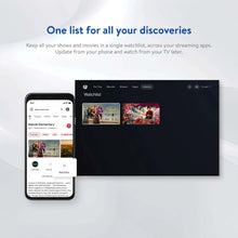 TV and smartphone showing a watchlist interface for streaming