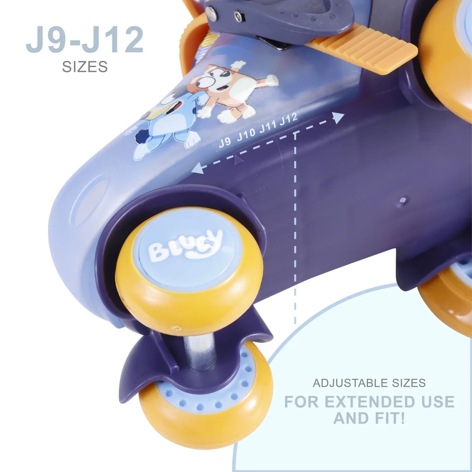 Bluey Kids Training Roller Skates, Adjustable Sizing, Size 9-12, Unisex