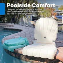 White pool flip seat on a deck with contoured back and padded seat