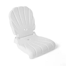White flip seat with ribbed backrest and molded seat cushion, single unit view