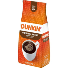 Dunkin' Original Blend medium roast ground coffee bag, front view