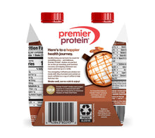 Premier Protein Coffeehouse caramel macchiato shake carton, back panel with text
