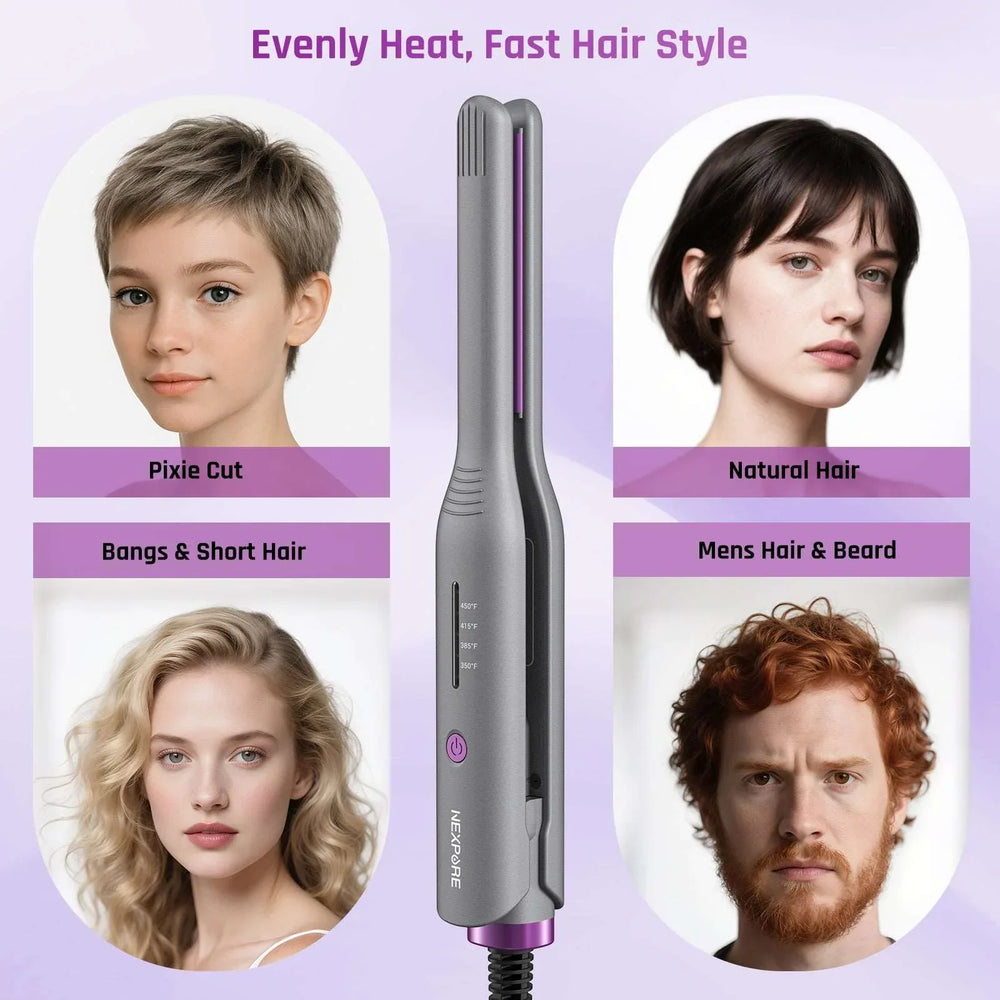 NEXPURE 1/2" Flat Iron Hair Straightener & Curler, 2 in 1 Ceramic Mini Straightener, Travel Iron, 30s Fast Heat Up, Purple - USA MEGA SHOP
