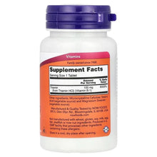NOW B-1 100 mg supplement bottle back label with Supplement Facts panel