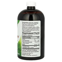Liquid chlorophyll bottle back panel with Supplement Facts and directions
