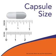 Capsule size chart graphic with measurement ruler and capsule outline