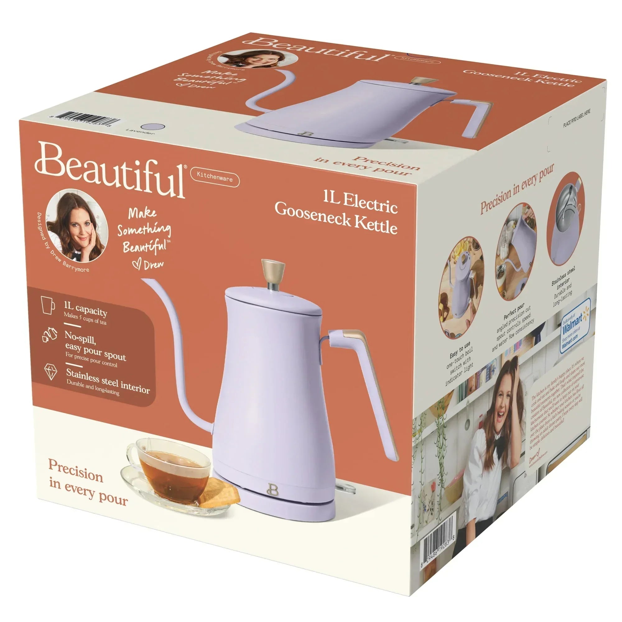 Beautiful 1-Liter Electric Gooseneck Kettle 1200 W, by Drew Barrymore