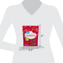 Sweetened dried cranberry pouch with size dimensions shown, 4.5 in by 6 in