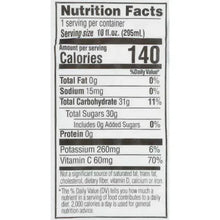 Nutrition Facts label for apple juice, 1 serving per container, 140 calories