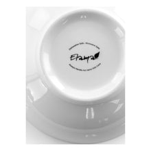 White porcelain bowl base with Elama branding and care instructions