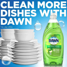 Liquid dish soap bottle with Dawn Ultra antibacterial label, 2X grease more power