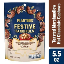 Cashew snack bag with PLANTERS Festive Fancifuls label and “5.5 oz” size panel