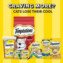 Assorted Temptations cat treat packages in multiple flavors and pack sizes